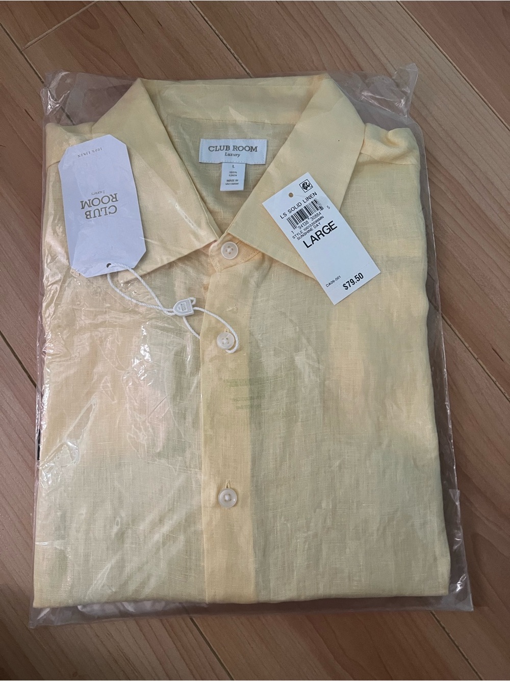 Macy's Club Room Yellow Linen Button-Down Shirt